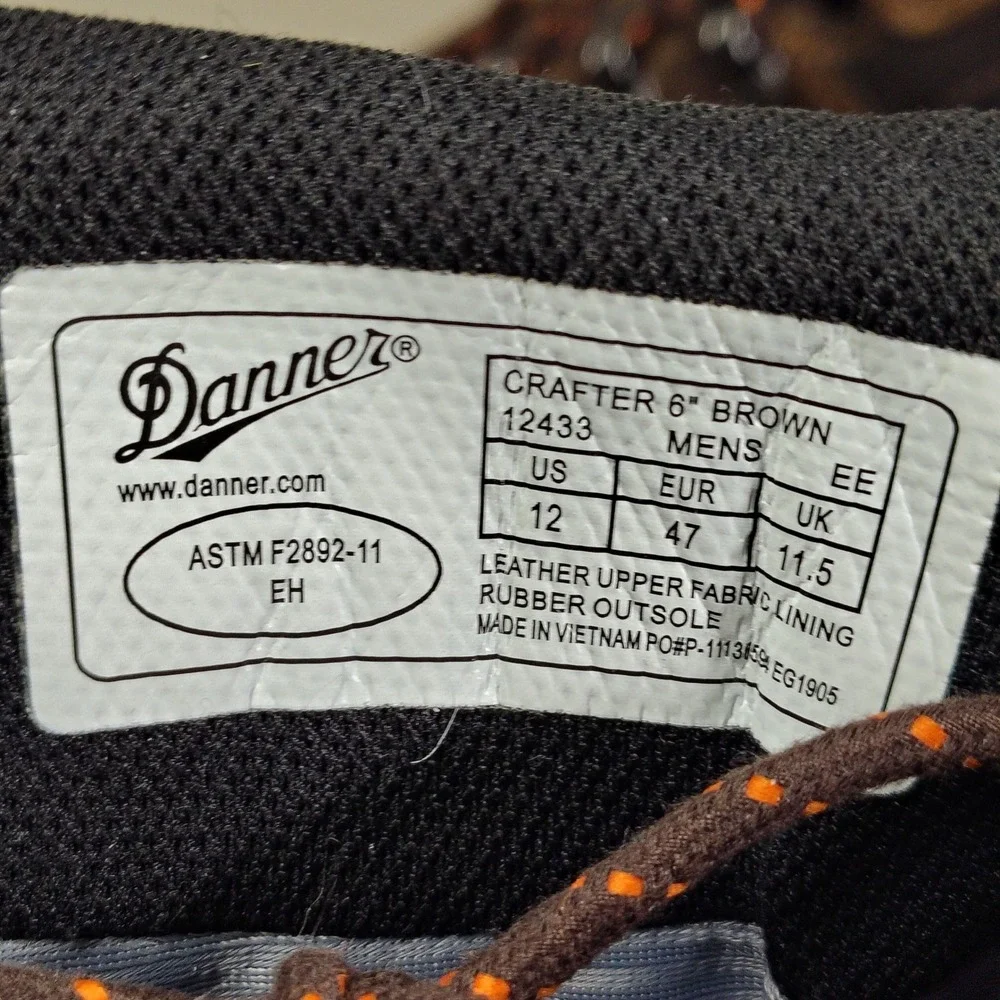Danner Boots Mens 12 EE Brown Leather Crafter 6